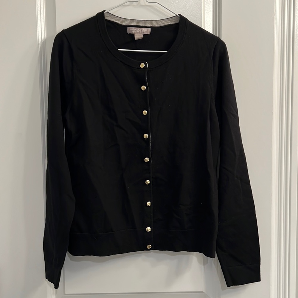 Banana Republic Extra Fine Merino Wool Cardigan w Gold Buttons M